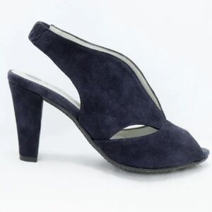 Eric Michael navy leather/suede peep toe cut out heels 38/7